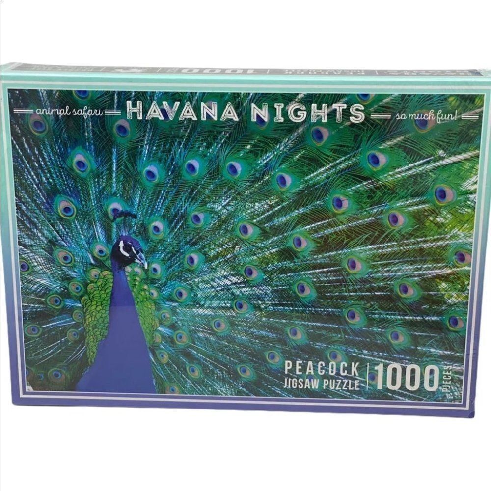 Peacock 1000 Piece Puzzle Havana Nights Animal Safari Jigsaw Peafowl Zoo Eye